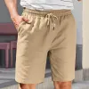 Men's Solid Color Elastic Waist Straight Casual Shorts 03895321Z sold by Manly
