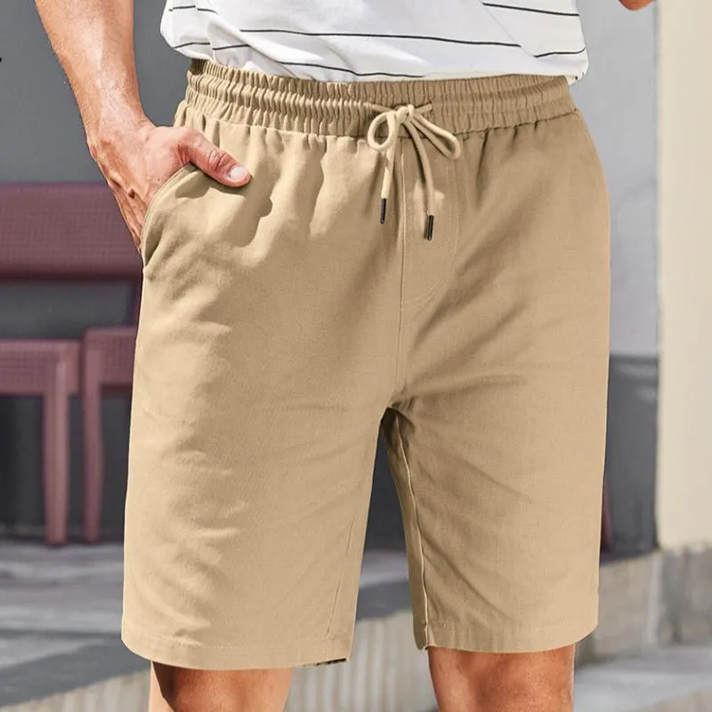 Men's Solid Color Elastic Waist Straight Casual Shorts 03895321Z sold by Manly product image thumbnail 2