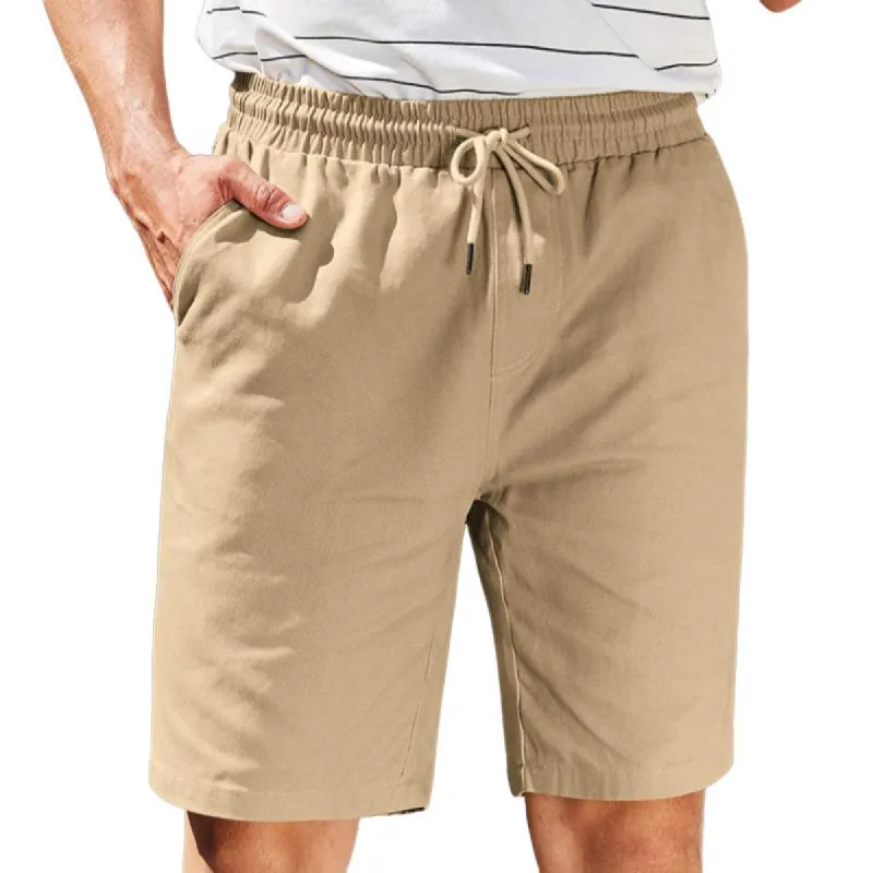 Men's Solid Color Elastic Waist Straight Casual Shorts 03895321Z sold by Manly