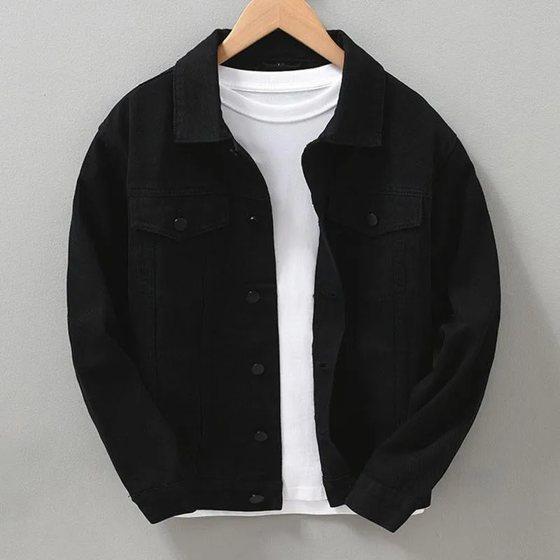 Men's Vintage Solid Lapel Single Breasted Slim Denim Jacket 12833129M sold by Manly product image thumbnail 3