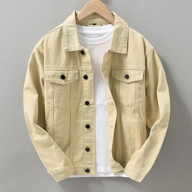 Men's Vintage Solid Lapel Single Breasted Slim Denim Jacket 12833129M sold by Manly product image thumbnail 2