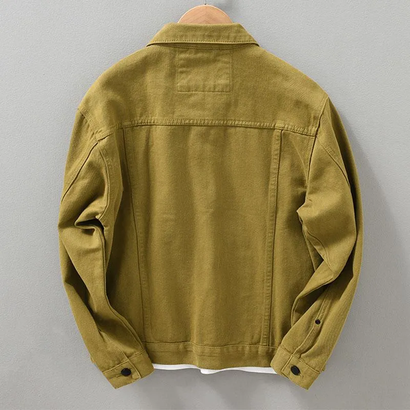 Men's Vintage Solid Lapel Single Breasted Slim Denim Jacket 12833129M sold by Manly product image thumbnail 5