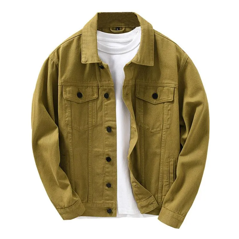 Men's Vintage Solid Lapel Single Breasted Slim Denim Jacket 12833129M sold by Manly