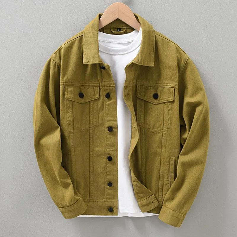 Men's Vintage Solid Lapel Single Breasted Slim Denim Jacket 12833129M sold by Manly product image thumbnail 4