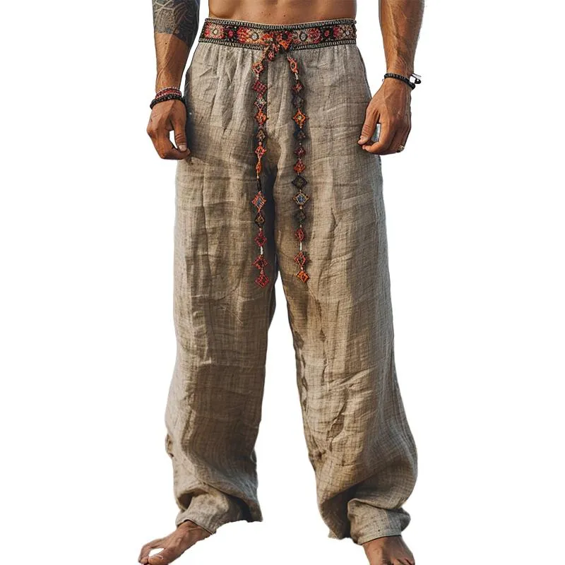 Men's Casual Loose Bohemian Beach Trousers 85831520X sold by Manly