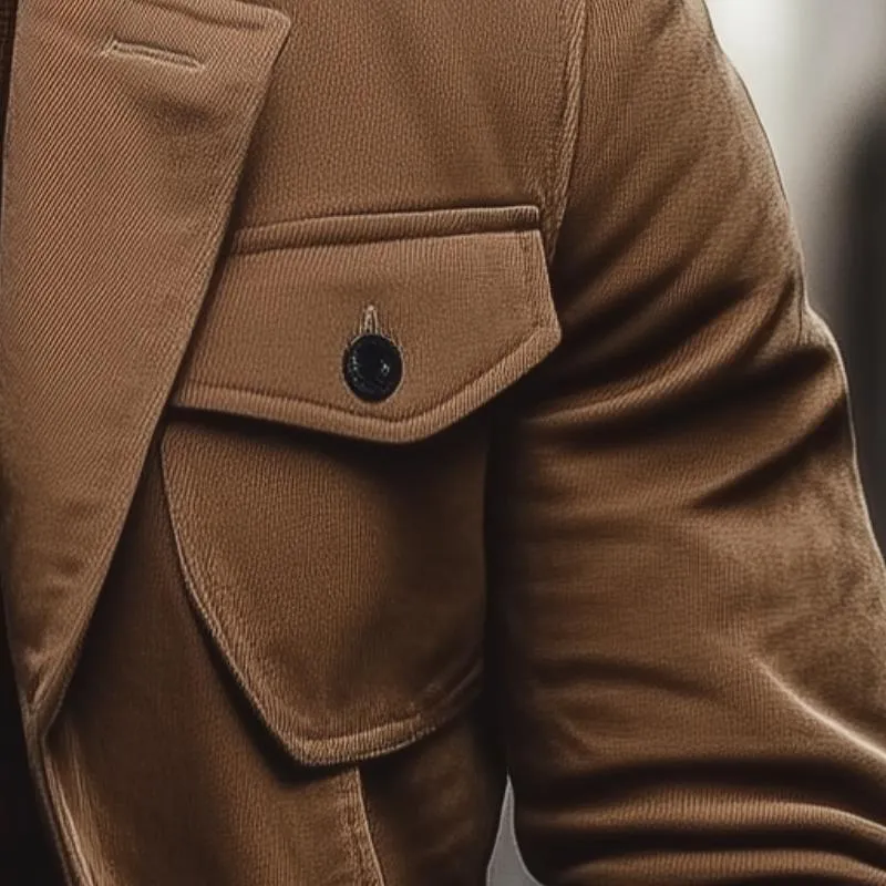 Men's Vintage Notched Lapel Corduroy Slim Fit Multi-Pocket Single-Breasted Blazer 59807154M sold by Manly product image thumbnail 4