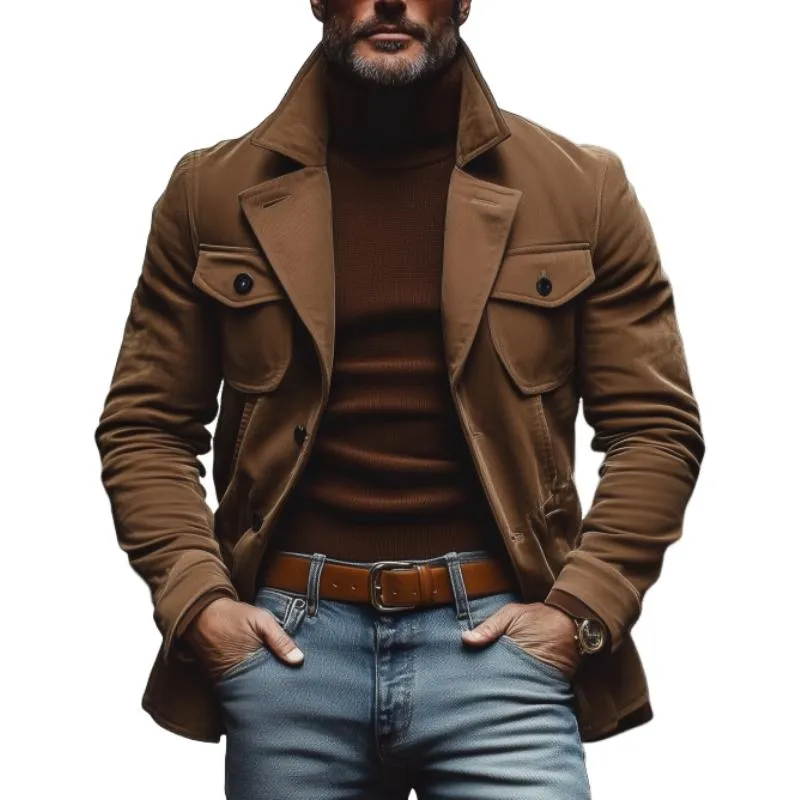 Men's Vintage Notched Lapel Corduroy Slim Fit Multi-Pocket Single-Breasted Blazer 59807154M sold by Manly