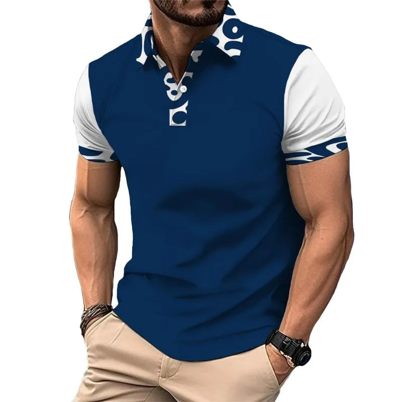 Men's Casual Contrast Color Short-sleeved Polo Shirt 53086907TO sold by Manly