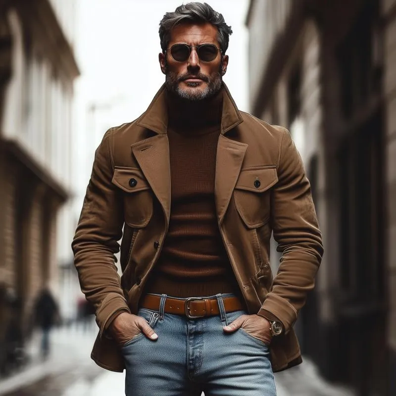 Men's Vintage Notched Lapel Corduroy Slim Fit Multi-Pocket Single-Breasted Blazer 59807154M sold by Manly product image thumbnail 3