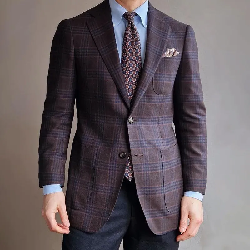 Men's Fashion Checked Notch Lapel Two Buttons Slim Blazer 79278619Z sold by Manly product image thumbnail 3