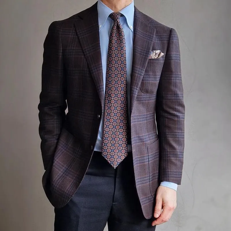 Men's Fashion Checked Notch Lapel Two Buttons Slim Blazer 79278619Z sold by Manly product image thumbnail 2