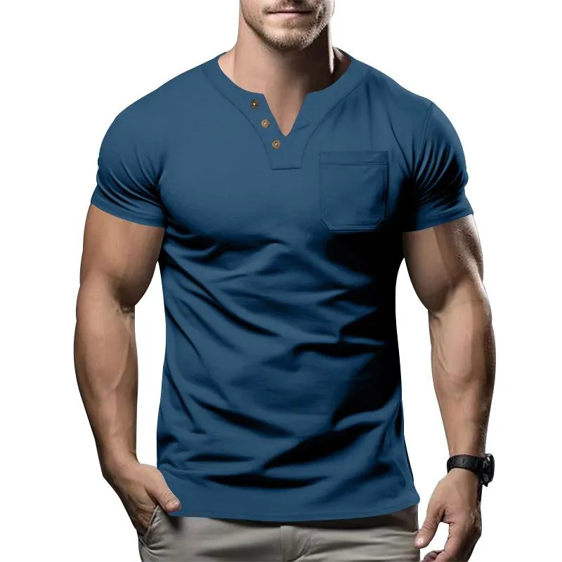 Men's Casual V-Neck Patch Pocket Slim Fit Short Sleeve T-Shirt 99506366M sold by Manly product image thumbnail 4