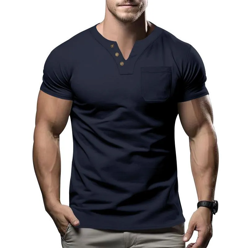 Men's Casual V-Neck Patch Pocket Slim Fit Short Sleeve T-Shirt 99506366M sold by Manly product image thumbnail 2