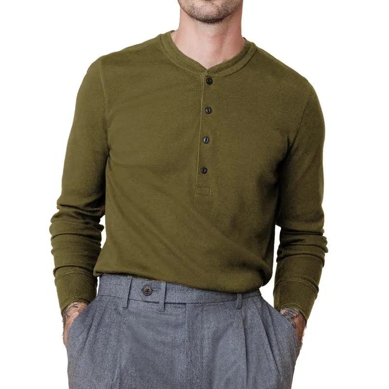 Men's Casual Henley Collar Striped Slim Fit Long Sleeve T-Shirt 48313821M sold by Manly product image thumbnail 3