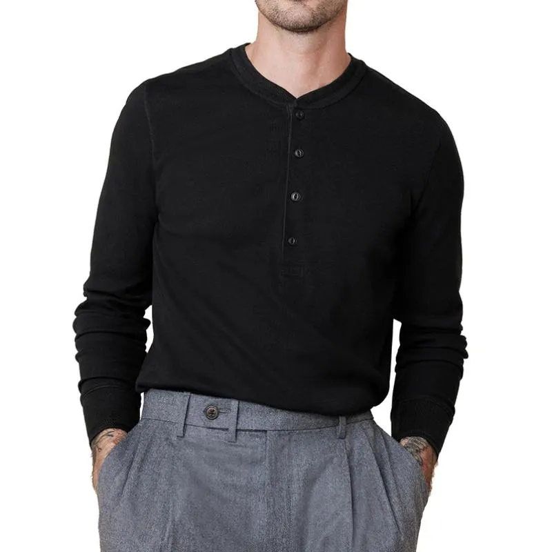 Men's Casual Henley Collar Striped Slim Fit Long Sleeve T-Shirt 48313821M sold by Manly product image thumbnail 2