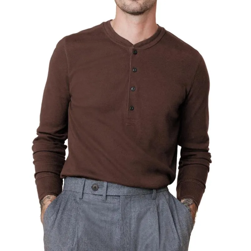 Men's Casual Henley Collar Striped Slim Fit Long Sleeve T-Shirt 48313821M sold by Manly