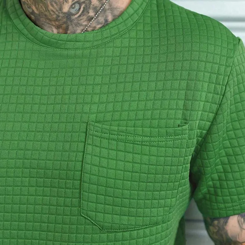 Men's Casual Solid Color Round Neck Pocket T-Shirt 79854071TO sold by Manly product image thumbnail 3