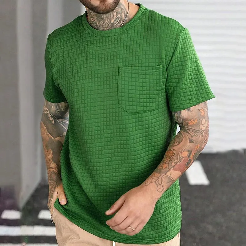 Men's Casual Solid Color Round Neck Pocket T-Shirt 79854071TO sold by Manly product image thumbnail 4