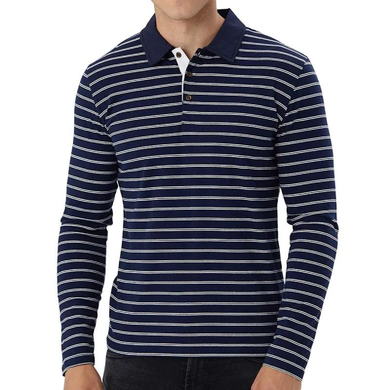 Men's Casual Striped Long Sleeve Polo Shirt 67769726Y sold by Manly