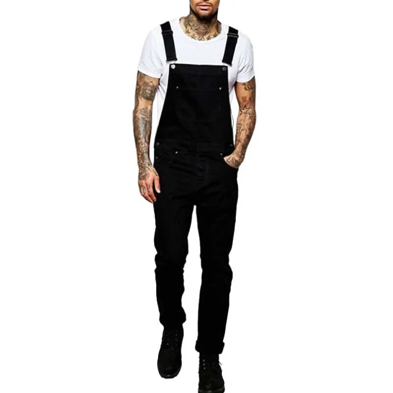 Men's Fashion Solid Color Denim Overalls 32345308M sold by Manly