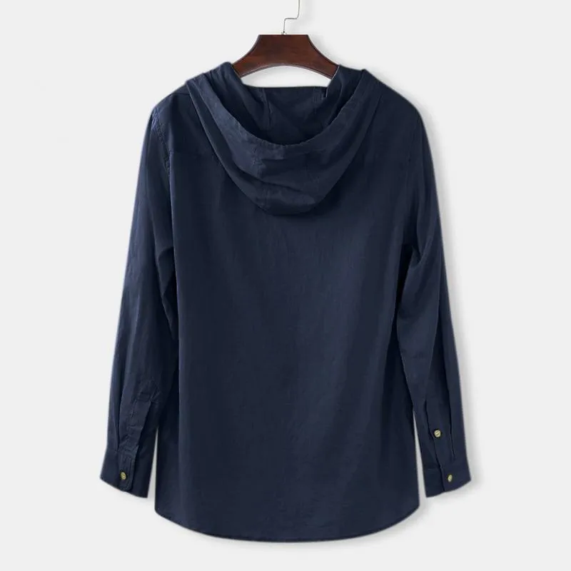 Men's Casual Solid Color Hooded Long Sleeve Shirt 56264547M sold by Manly product image thumbnail 3