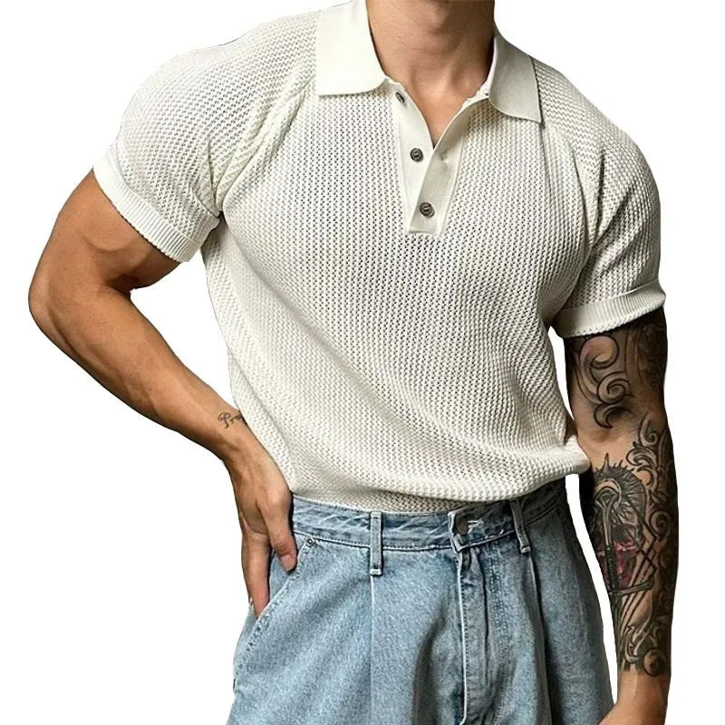 Men's Casual Retro Short-sleeved Polo Shirt 93508195TO sold by Manly