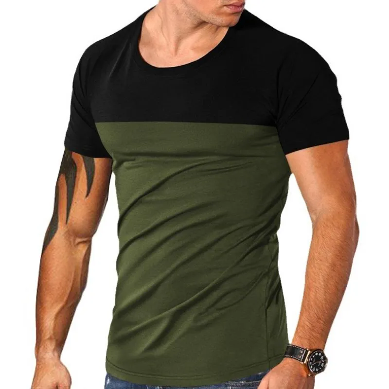 Men's Colorblock Round Neck Short Sleeve Casual T-shirt 10676484Z sold by Manly