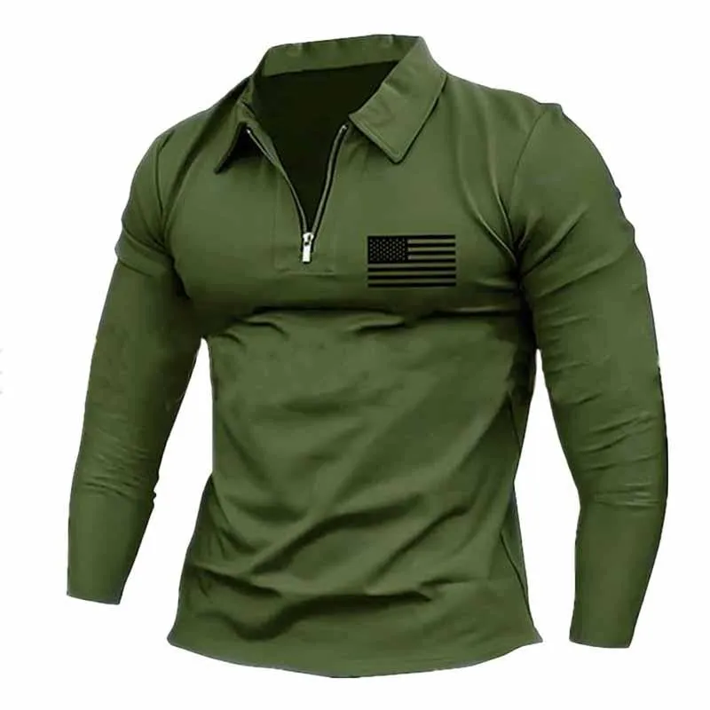 Men's Outdoor Sports Zipper Lapel Long Sleeve POLO Shirt 52283129X sold by Manly product image thumbnail 5