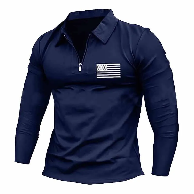 Men's Outdoor Sports Zipper Lapel Long Sleeve POLO Shirt 52283129X sold by Manly product image thumbnail 3
