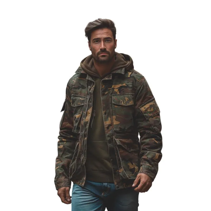 Men's Casual Outdoor Camouflage Lapel Multi-Pocket Single Breasted Jacket 84645804M sold by Manly product image thumbnail 3