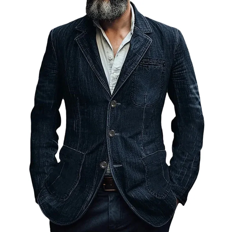 Men's Casual Lapel Denim Single Breasted Blazer 50972865M sold by Manly