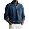 Men's Casual Cotton Blended Lapel Loose Long Sleeve Polo Shirt 58473426M sold by Manly