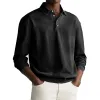 Men's Casual Cotton Blended Lapel Loose Long Sleeve Polo Shirt 58473426M sold by Manly