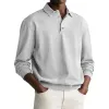 Men's Casual Cotton Blended Lapel Loose Long Sleeve Polo Shirt 58473426M sold by Manly