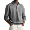 Men's Casual Cotton Blended Lapel Loose Long Sleeve Polo Shirt 58473426M sold by Manly