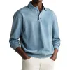 Men's Casual Cotton Blended Lapel Loose Long Sleeve Polo Shirt 58473426M sold by Manly