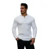 Men's Casual Rib Stripe Henley Neck Slim Fit Long Sleeve T-Shirt 99629962M sold by Manly