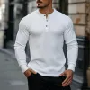 Men's Casual Rib Stripe Henley Neck Slim Fit Long Sleeve T-Shirt 99629962M sold by Manly