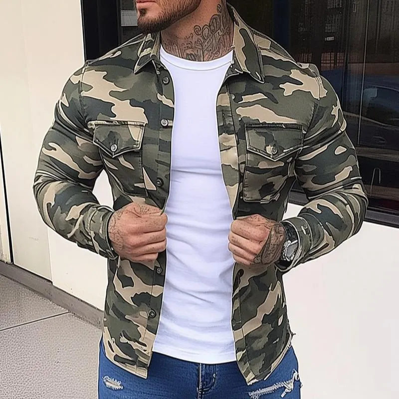 Men's Vintage Casual Camouflage Print Lapel Jacket 15640040TO sold by Manly product image thumbnail 2