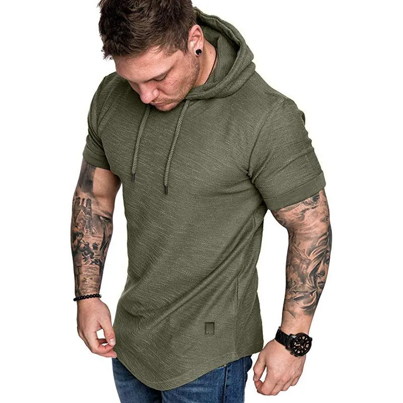 Men's Casual Solid Color Cotton Blend Slim Fit Short-Sleeved Hoodie 26663849M sold by Manly product image thumbnail 2