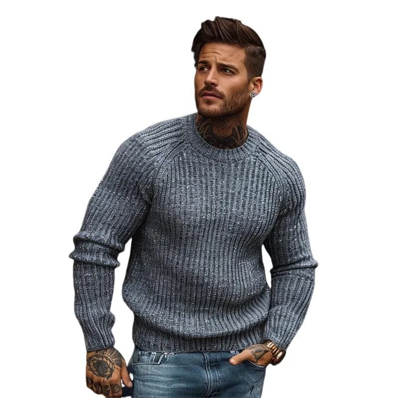Men's Casual Round Neck Knitted Long Sleeve Pullover Sweater 75997219M sold by Manly