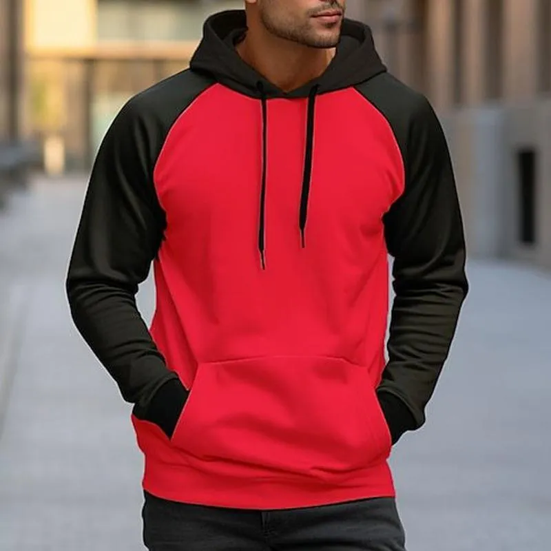 Men's Contrast Color Drawstring Loose Casual Hoodie 32079101X sold by Manly product image thumbnail 5