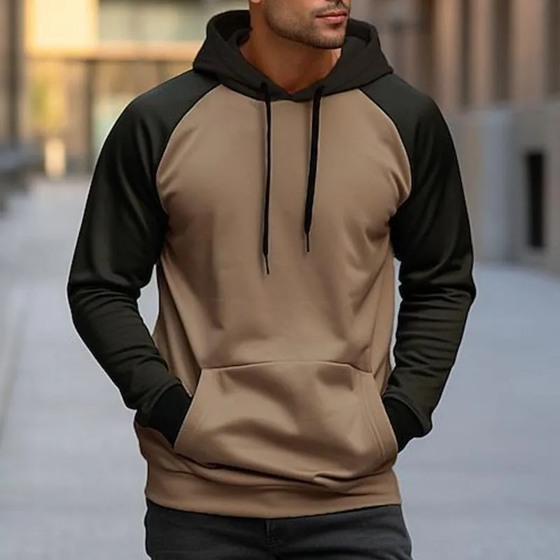 Men's Contrast Color Drawstring Loose Casual Hoodie 32079101X sold by Manly product image thumbnail 4