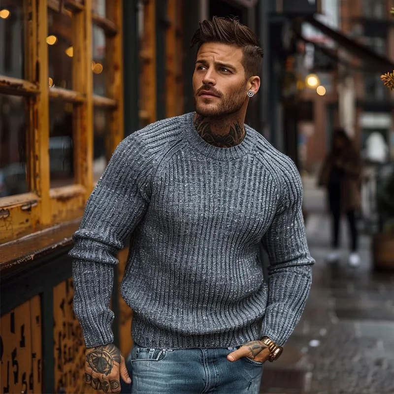 Men's Casual Round Neck Knitted Long Sleeve Pullover Sweater 75997219M sold by Manly product image thumbnail 2