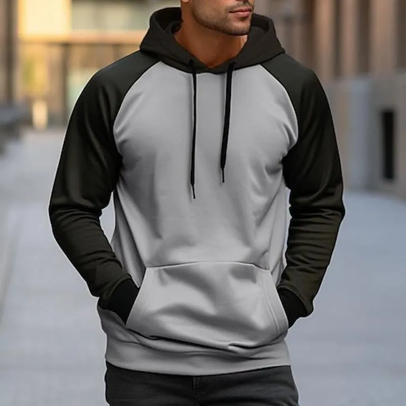 Men's Contrast Color Drawstring Loose Casual Hoodie 32079101X sold by Manly product image thumbnail 2