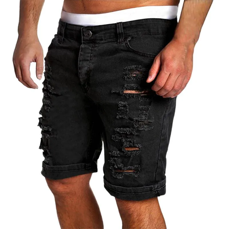 Men's Washed Ripped Casual Street Shorts 44190679TO sold by Manly