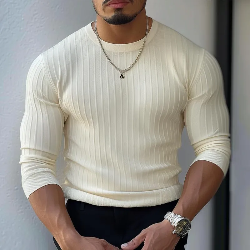 Men's Solid Color Knitted Round Neck Long Sleeve Sweater 58579135Z sold by Manly product image thumbnail 2