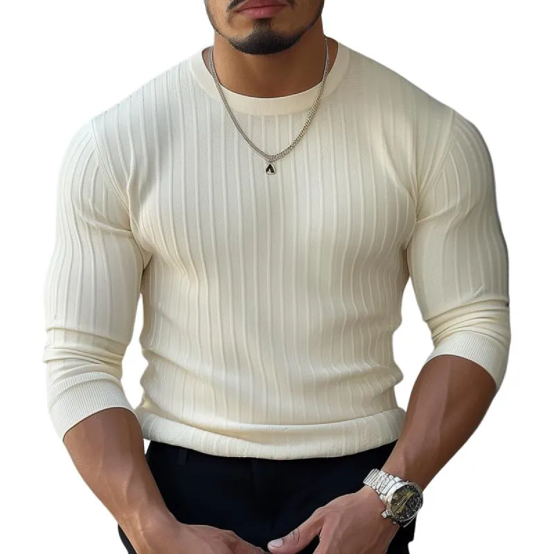 Men's Solid Color Knitted Round Neck Long Sleeve Sweater 58579135Z sold by Manly