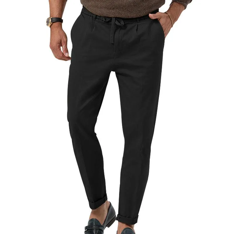 Men's Solid Color Drawstring Elastic Waist Straight Trousers 06224392Z sold by Manly product image thumbnail 3