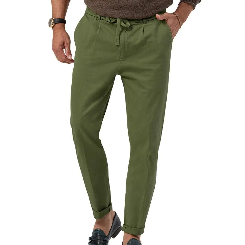 Men's Solid Color Drawstring Elastic Waist Straight Trousers 06224392Z sold by Manly product image thumbnail 4